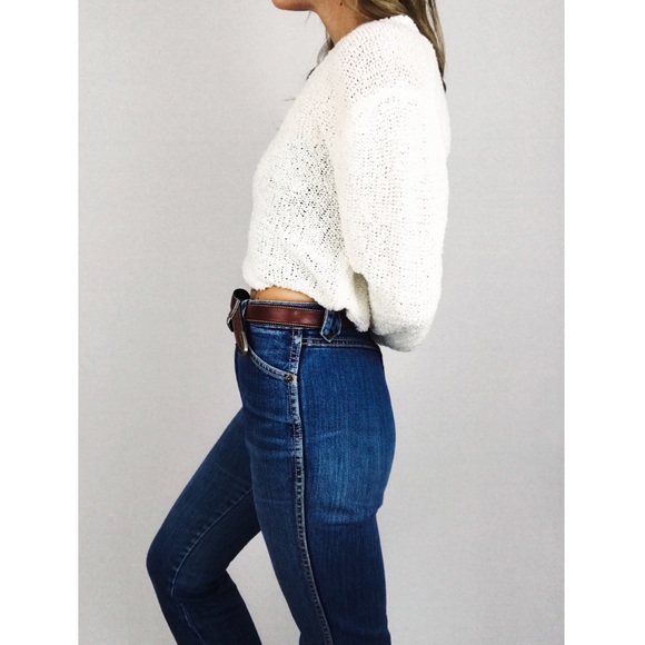 Vintage V-Neck Knit Sweater in Ivory | Size M - Picture 6 of 12